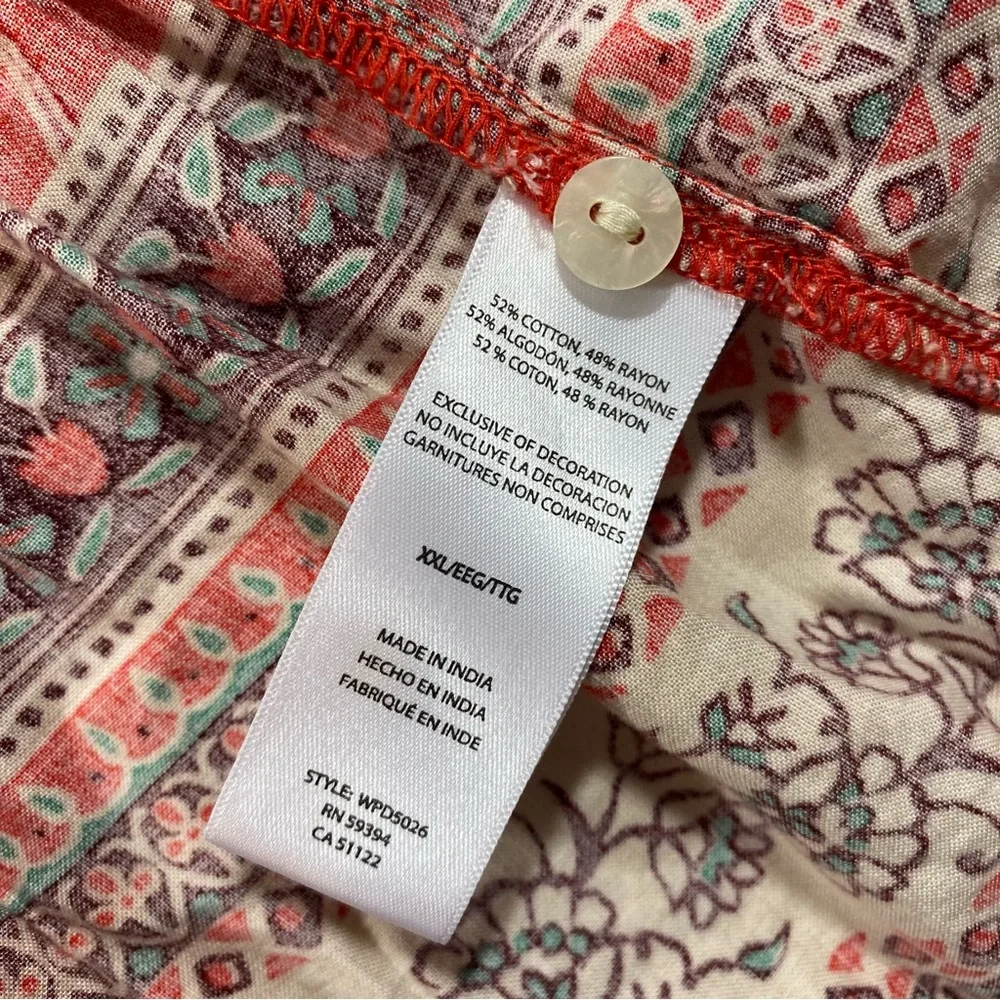 Beach Lunch Lounge Red Floral Boho Dress Belted Women’s XXL mini A-line Dress - Picture 6 of 9